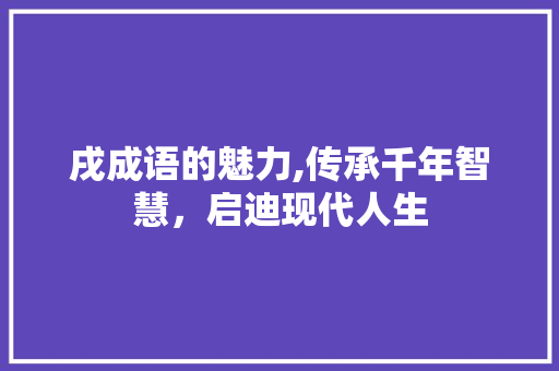 戌成语的魅力,传承千年智慧，启迪现代人生