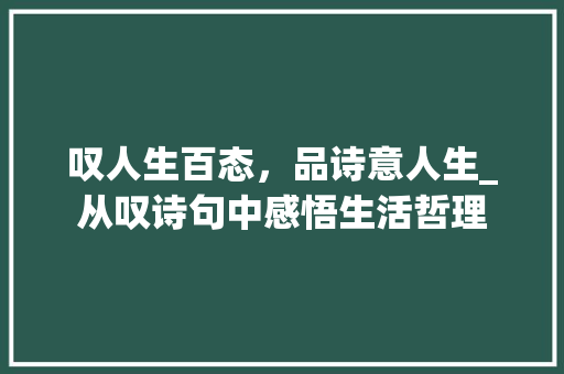 叹人生百态，品诗意人生_从叹诗句中感悟生活哲理 工作总结
