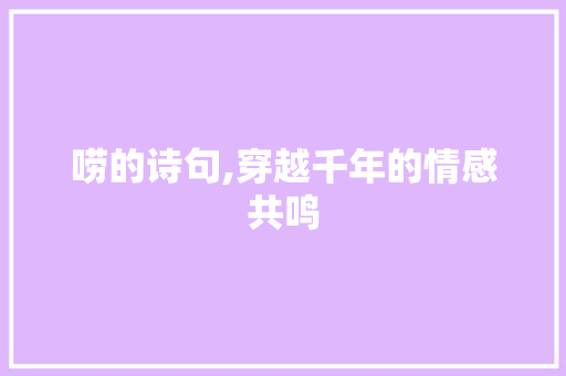 唠的诗句,穿越千年的情感共鸣