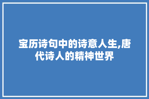 宝历诗句中的诗意人生,唐代诗人的精神世界