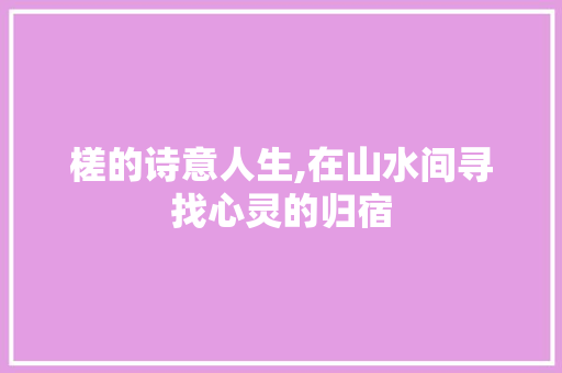 槎的诗意人生,在山水间寻找心灵的归宿