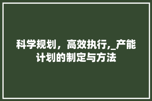 科学规划，高效执行,_产能计划的制定与方法