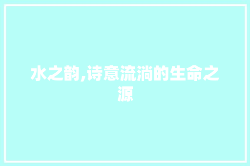 水之韵,诗意流淌的生命之源