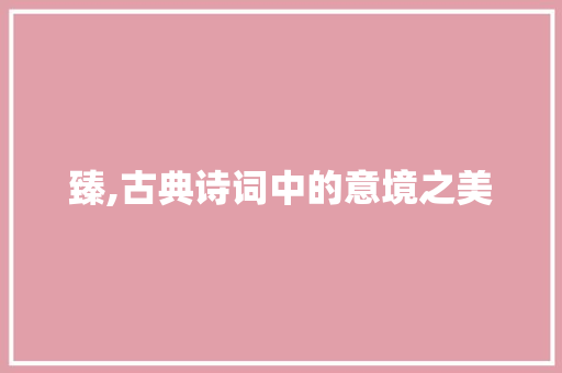 臻,古典诗词中的意境之美
