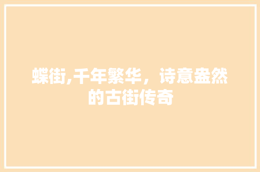 蝶街,千年繁华，诗意盎然的古街传奇