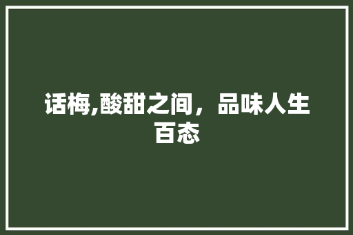 话梅,酸甜之间，品味人生百态
