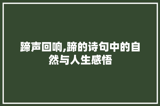 蹄声回响,蹄的诗句中的自然与人生感悟
