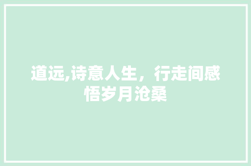 道远,诗意人生，行走间感悟岁月沧桑