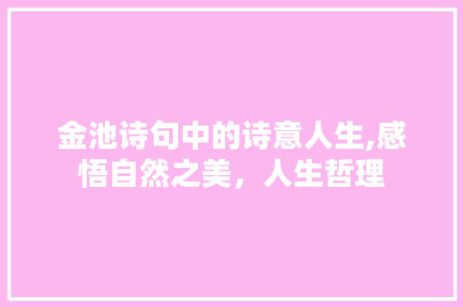 金池诗句中的诗意人生,感悟自然之美，人生哲理