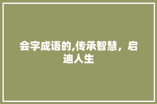 会字成语的,传承智慧，启迪人生 工作总结