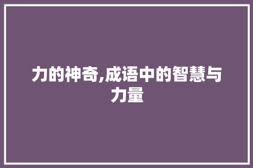 力的神奇,成语中的智慧与力量