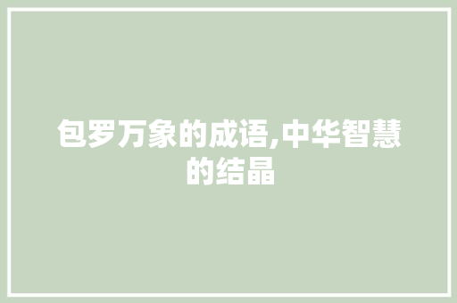 包罗万象的成语,中华智慧的结晶