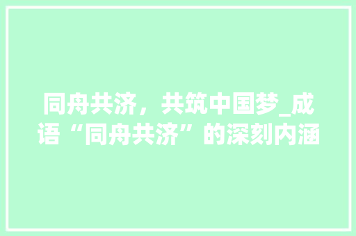 同舟共济，共筑中国梦_成语“同舟共济”的深刻内涵与时代价值 生活感悟