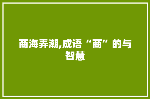 商海弄潮,成语“商”的与智慧