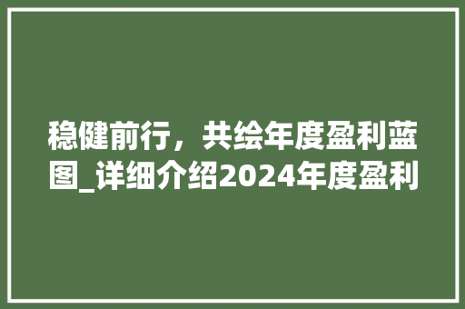 稳健前行，共绘年度盈利蓝图_详细介绍2024年度盈利计划