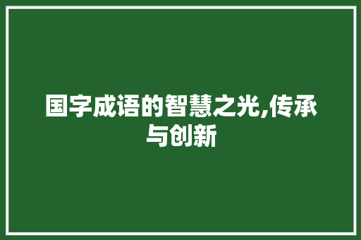 国字成语的智慧之光,传承与创新
