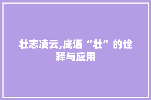 壮志凌云,成语“壮”的诠释与应用