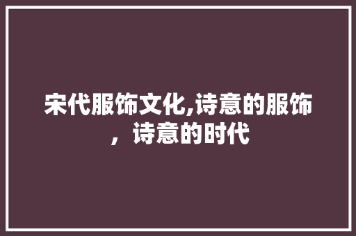 宋代服饰文化,诗意的服饰，诗意的时代