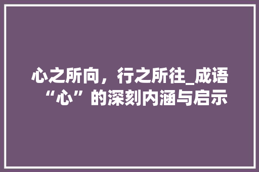 心之所向，行之所往_成语“心”的深刻内涵与启示