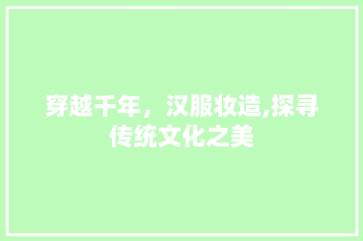 穿越千年，汉服妆造,探寻传统文化之美