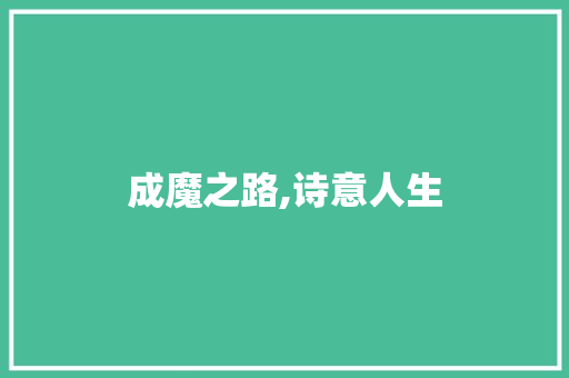 成魔之路,诗意人生 采访稿