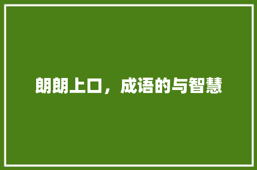 朗朗上口，成语的与智慧