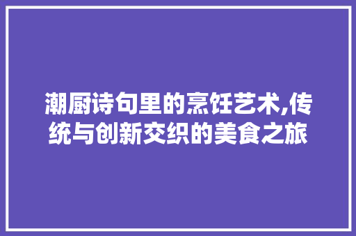 潮厨诗句里的烹饪艺术,传统与创新交织的美食之旅