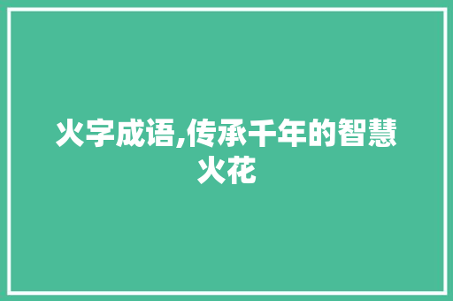 火字成语,传承千年的智慧火花