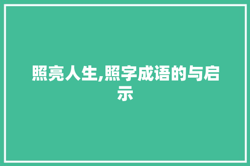 照亮人生,照字成语的与启示