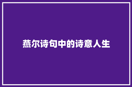 燕尔诗句中的诗意人生