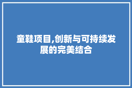 童鞋项目,创新与可持续发展的完美结合
