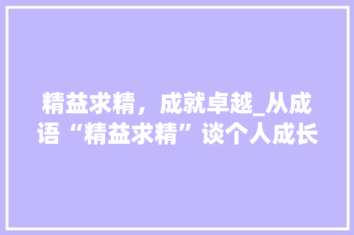 精益求精，成就卓越_从成语“精益求精”谈个人成长与企业进步