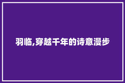 羽临,穿越千年的诗意漫步