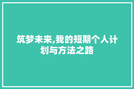 筑梦未来,我的短期个人计划与方法之路
