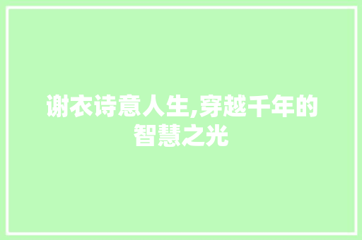 谢衣诗意人生,穿越千年的智慧之光