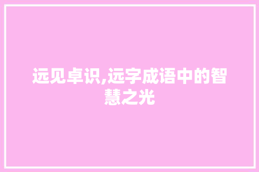 远见卓识,远字成语中的智慧之光