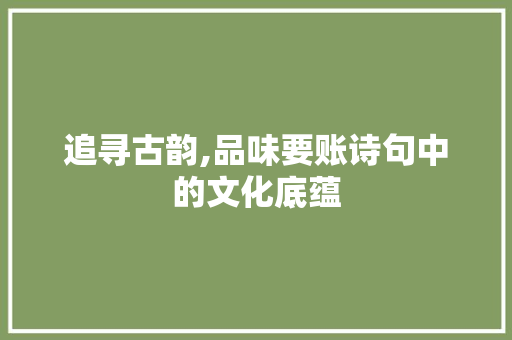 追寻古韵,品味要账诗句中的文化底蕴