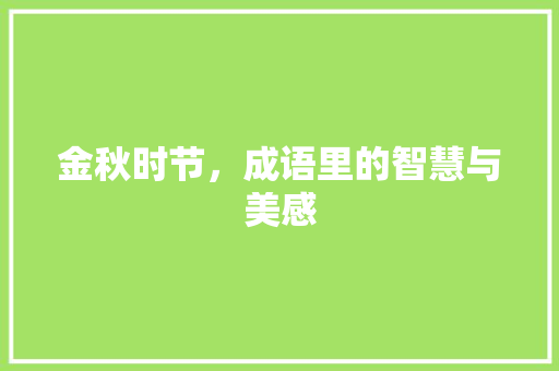 金秋时节，成语里的智慧与美感 特写稿