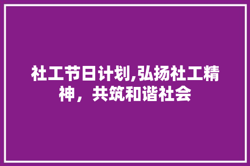 社工节日计划,弘扬社工精神，共筑和谐社会
