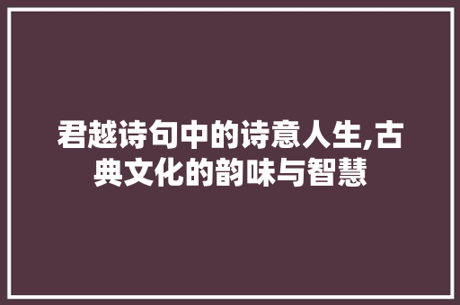君越诗句中的诗意人生,古典文化的韵味与智慧