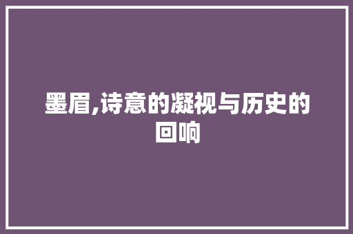 墨眉,诗意的凝视与历史的回响