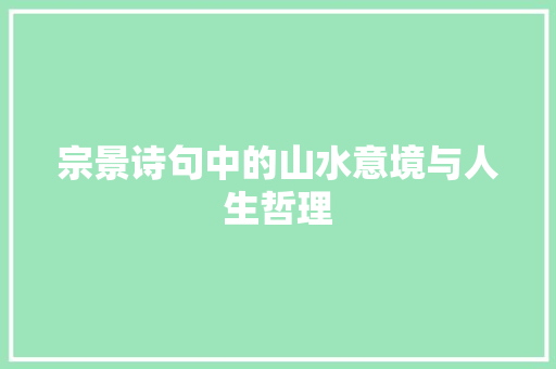 宗景诗句中的山水意境与人生哲理