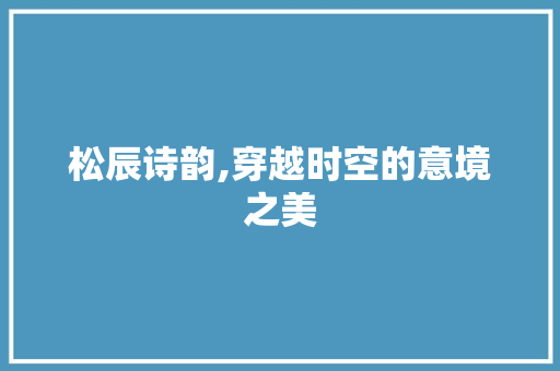 松辰诗韵,穿越时空的意境之美 生活类