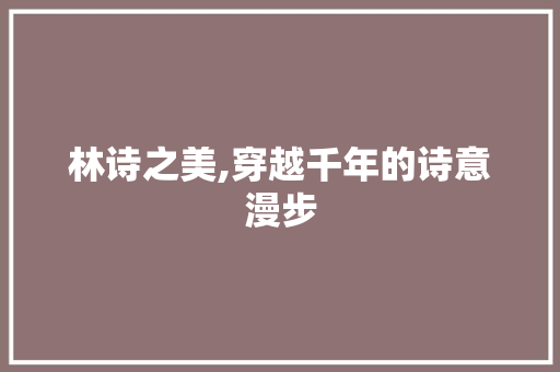 林诗之美,穿越千年的诗意漫步