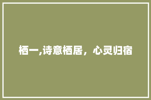 栖一,诗意栖居，心灵归宿