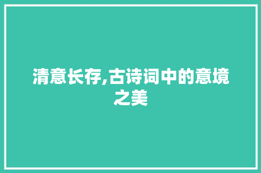清意长存,古诗词中的意境之美
