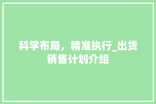 科学布局，精准执行_出货销售计划介绍
