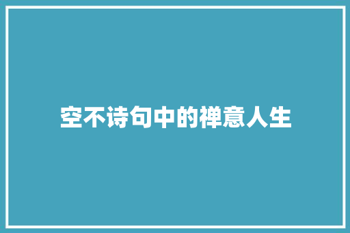 空不诗句中的禅意人生 生活感悟