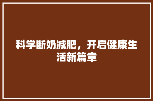 科学断奶减肥，开启健康生活新篇章