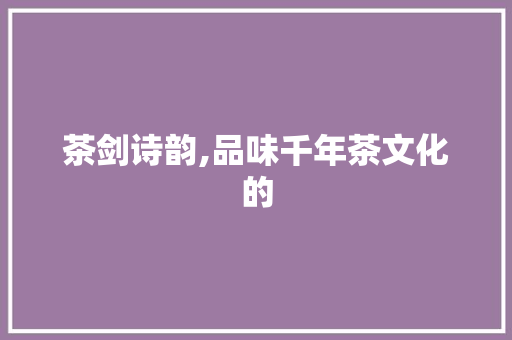 茶剑诗韵,品味千年茶文化的